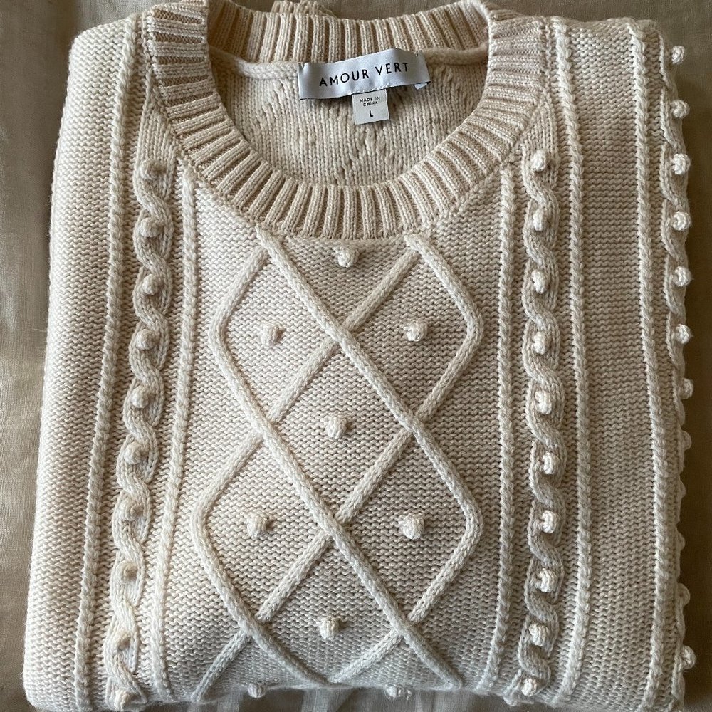 Amour Vert, Faedra Sweater, Ivory, Large